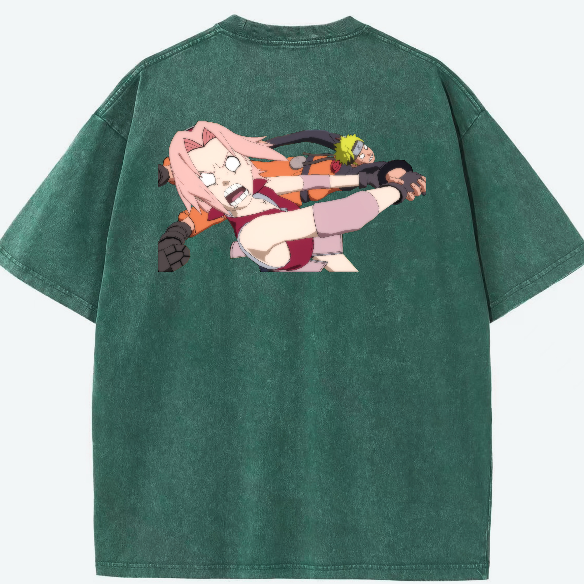 （画像用） NARUTO -ナルト- 春野サクラ Haruno Sakura 綿100% ヴィンテージ風 半袖Tシャツ（背面プリント）